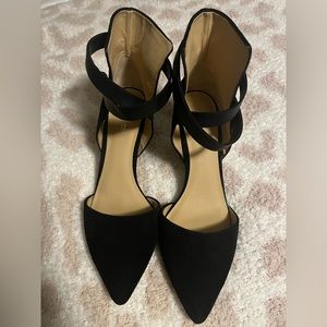 Joes high heel suede high back shoes.